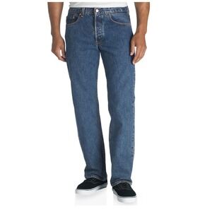 LEVIS 501 Original Stonewashed Straight Button Fly Jeans Rigid‎ Denim Mens 42x32